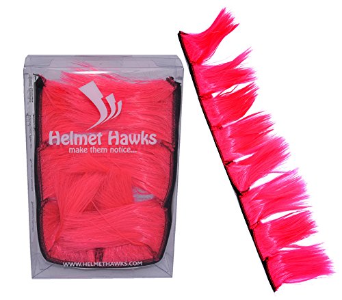 Helmet Hawks Motorcycle, Ski or Snowboard Helmet Mohawk w/Sticky Hook and Loop Fastener Adhesive (8) Hair Patches 2" long x 3" Tall - Fluorescent Hot Pink - Thumbnail 6