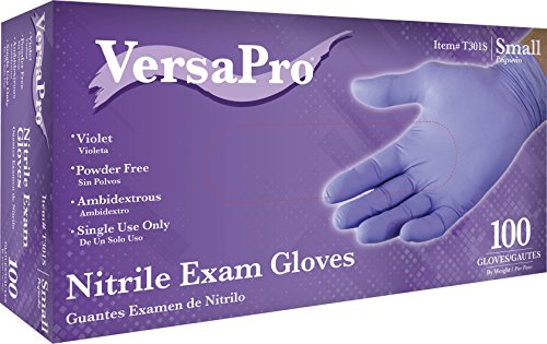 VersaPro Violet Nitrile Exam Gloves, Chemo-Rated, Powder Free, Small (Box of 100)
