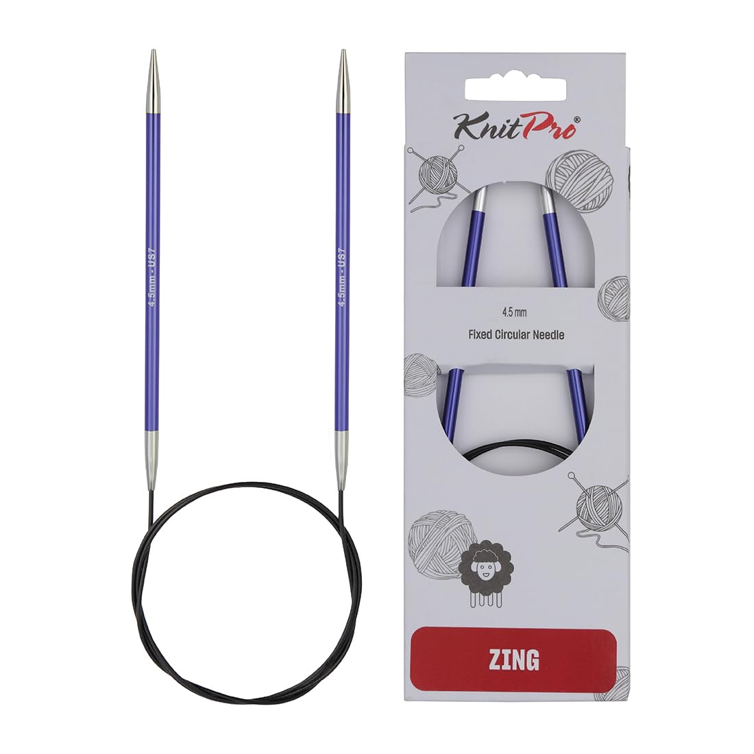 KnitPro Zing Fixed Circular Needles 24" (60cm) | Size 4.50mm
