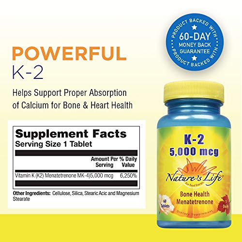 Nature's Life Vitamin K2 5000mcg High Potency MK4 Formula Helps