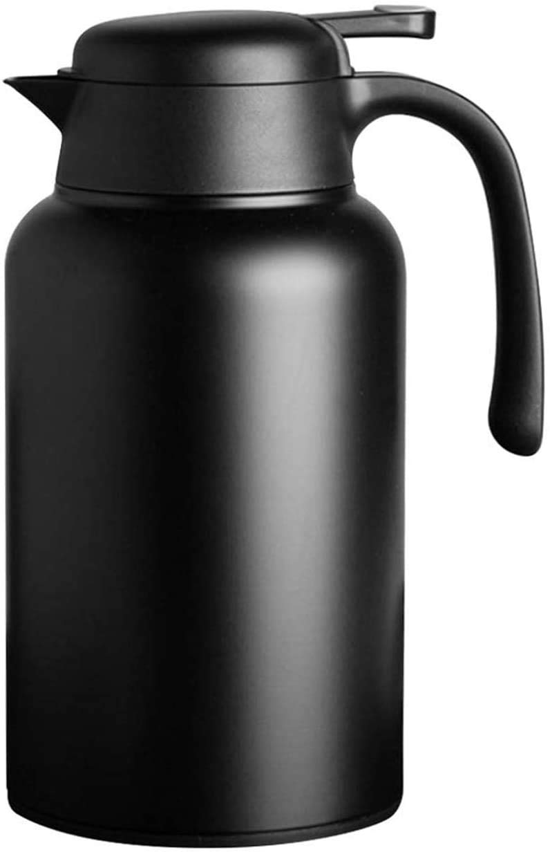 Luvan 2L Thermal Coffee Carafes,304 18/10 Stainless Steel Double Walled Vacuum Insulated Coffee Carafe Jugs with Press Button Top 12+ Hrs Heat&24+ Hrs Cold Retention,for Coffee,Tea,Beverage Black