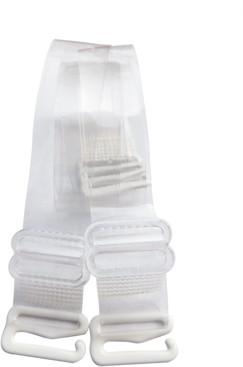 Clear Invisible Bra Shoulder Strap - Metal Hook w/Plastic Cover, 3/8" 5/8" 3/4"