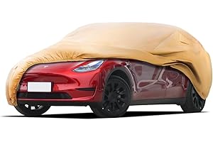 JURMON Heavy Duty Outdoor Car Cover Custom Fit for Tesla Model Y,Windproof All Weather Waterproof Sun Rain UV Dust Snow Protection Outdoor Car Covers