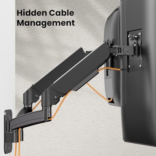 IMtKotW Monitor Wall Mount 2 Monitors for 17-32 Inch Flat & Curved Screens, 9 kg/arm, Ergonomic Height Adjustable, Tilt/Swivel and Rotatable, VESA 75 x 75/100 x 100 Monitor Mount Wall