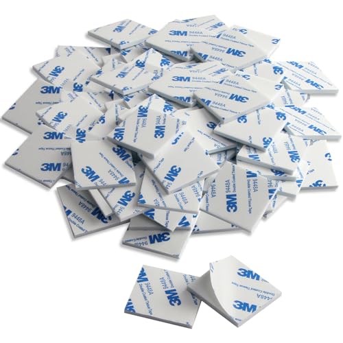 UPINS 120 Pack Square Double Sided Foam Tape Strong Pad Mounting Adhesive Tape (White)