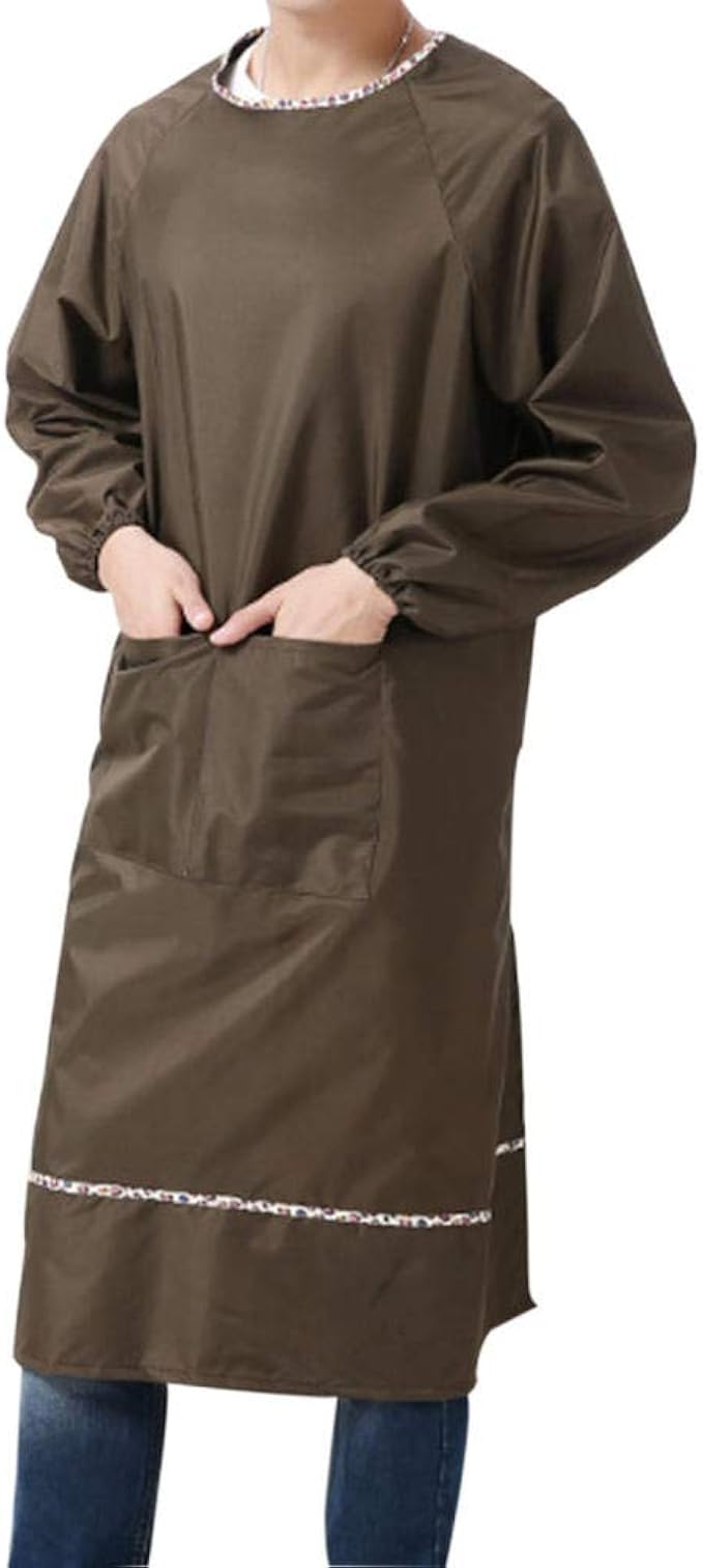 Kitchen apron longsleeved apron waterproof and oilproof nonadhesive