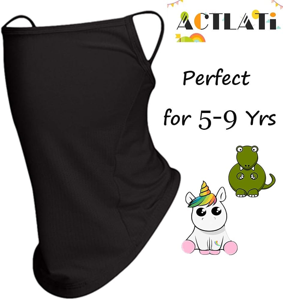Kids Face Mask Bandana Ear Loops Mesh Holes Neck Gaiter Cooling Breathable Balaclava Scarf Dust UV Protection for Boys Girls: Clothing