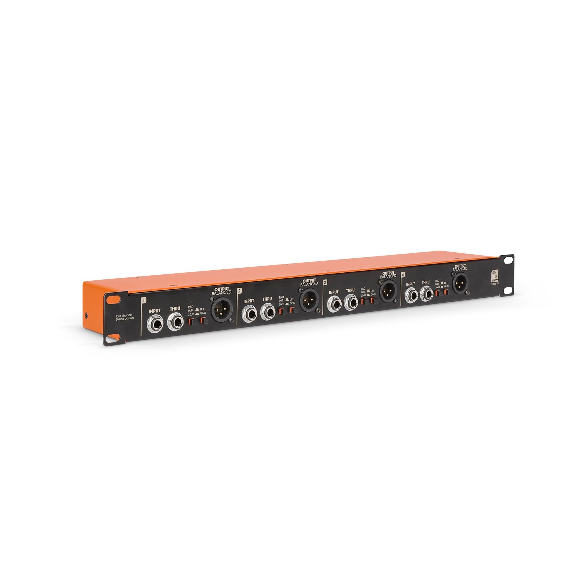 Palmer BRIDGE 4P 4-channel passive DI box, 19” rack-mountable