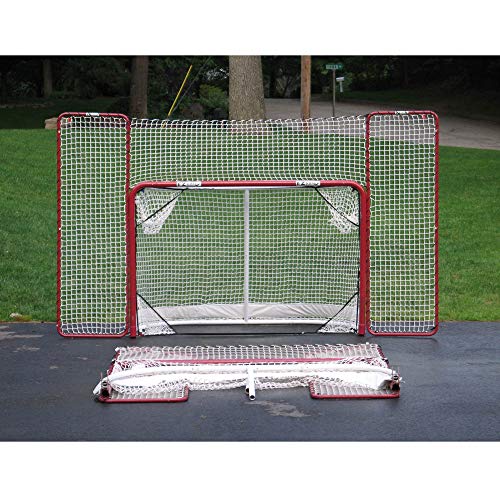 EZGoal Hockey Folding Pro Goal with Backstop and Targets, 2Inch, Red