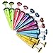 PiercingJ 12pcs Mixed Color Cute Speckled Acrylic Taper Stainless Steel Earring with O Ring Fake Piercing Plug Gauge 6G-00G Look ¡­