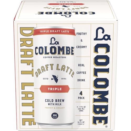LA COLOMBE TRIPLE DRAFT LATTE – 9 FL. OZ. 4 PACK – 100% ARABICA, SINGLE-ORIGIN, BRAZILIAN COLD BREW COFFEE WITH LACTOSE-FREE FOAMY MILK, PREMIUM COFFEE ON THE GO, 175MG NATURAL CAFFEINE