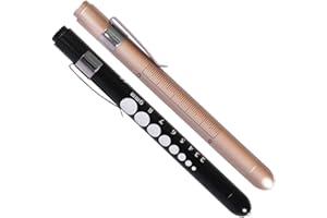 Aokin Pen Light with Pupil Gauge, Reusable LED Penlight Medical for Doctor Nurse Diagnostic etc, White Light, Gold and Black