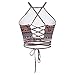 JomeDesign Women's Summer Halter Cross Hollow Boho Bandage Tank Camis Crop Top Vest, Spaghetti Elephant, One Size