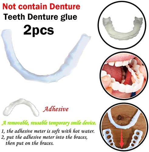 Morwind Teeth Cosmetic, 2pc Temporary Smile Comfort Fit Cosmetic Teeth Denture Glue (Glue)