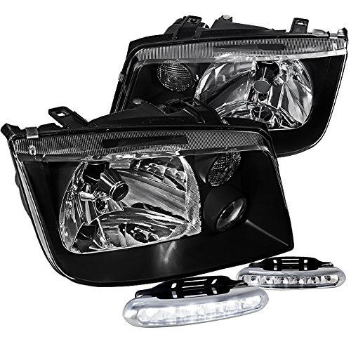 VW Jetta Bora Black Headlights W/LED Daytime Running Fog Bumper Lamps