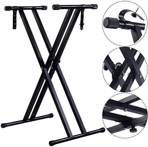 Adjustable Music Keyboard Electric Piano X-Stand Metal Dual Tube Standard Rack
