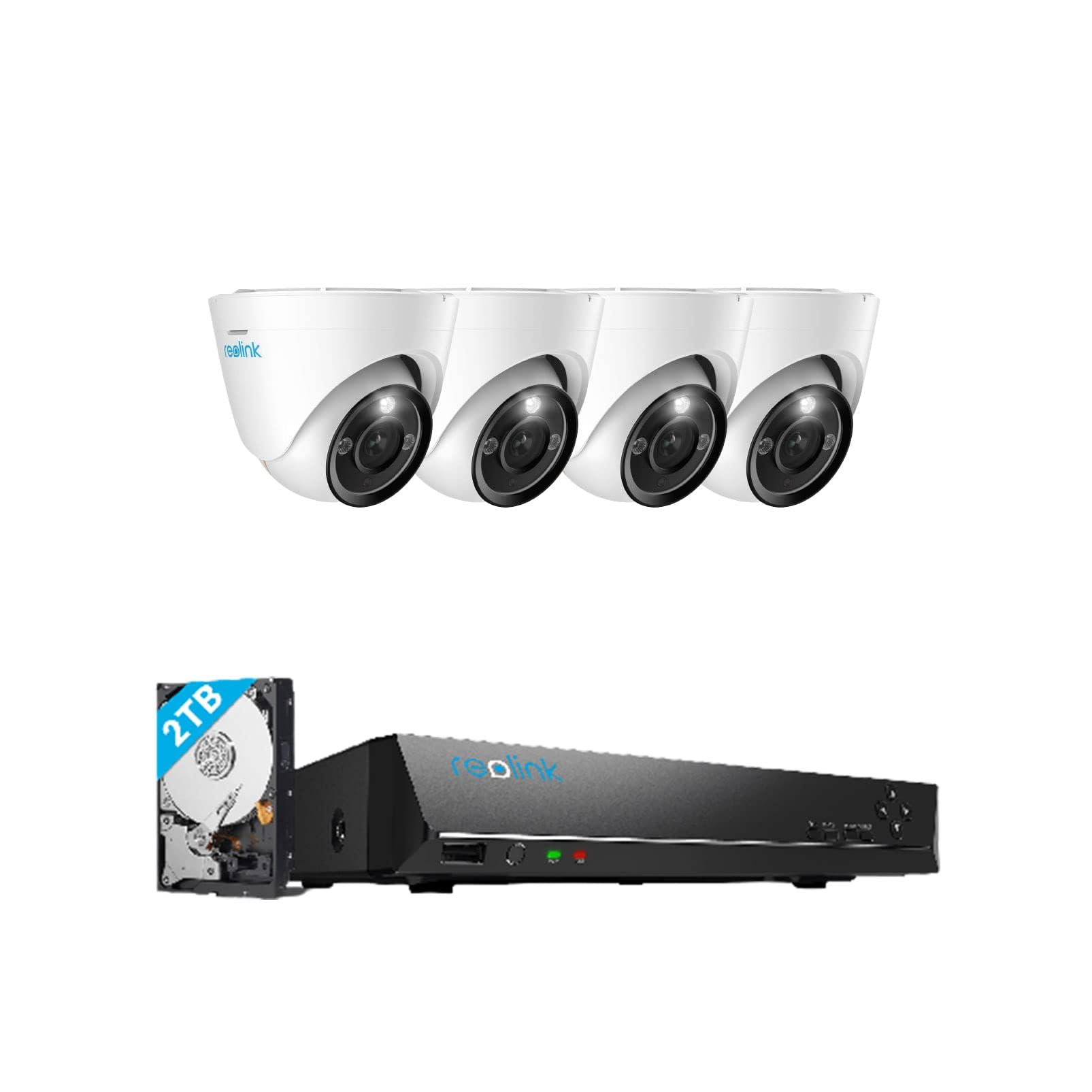 4K PoE NVR 8 Channel Pre-Installed 2TB HDD, Video Recorder RLN8-410, Bundle with 4X RLC-833A PoE Security Cameras With Motion Spotlights, 3X Optical Zoom, Two Way Talk, Human/Vehicle Detection