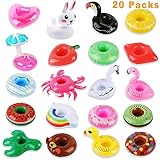 HLXY Inflatable Drink Holders 20 Packs Swim Drink Floats Coasters Summer Pool Beverage Boat Cup Holders for Pool Party Supplies