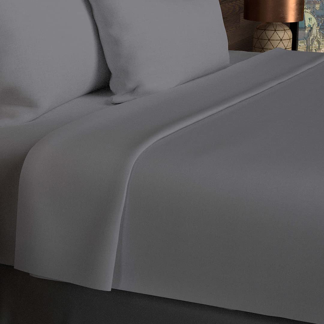 Soleil d'ocre, Flat Sheet, 57 Thread Count, Cotton, Grey, 180 x 290 cm
