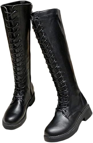 Amazon ｍｉｎｅｓａｍ レースアップ ロングブーツ レディース ヒール 4cm サイドファスナー 厚底 シューズ ガールズ ｍｉｎｅｓａｍ ブーツ ブーティ