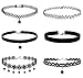 FIBO STEEL 6PCS Womens Black Velvet Choker Necklace for Women Lace Choker Tattoo Necklace (D: 6 PCS A SET)