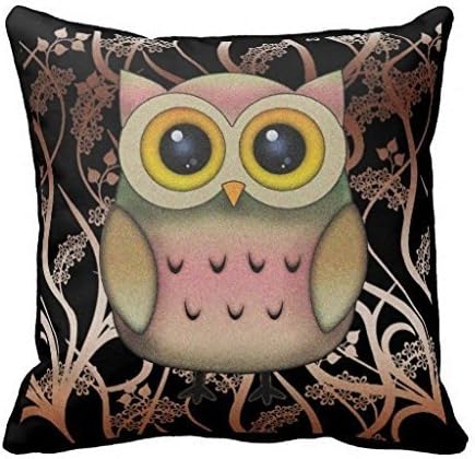 Big Eyed Owl Square Throw Pillow Case Cushion Cover Fashion Home Decorative Pillowcase Cotton Polyester Pillow Cover(45cm x 45cm, Two Sides) by MagicPillow