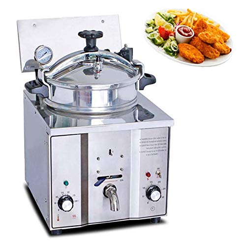 Click Here to See More Images Careshine Commercial Electric Countertop Pressure Fryer, 16L Stainless Steel Chicken Fish French Fries Chips Meat Vegetable Frying Machine Stove for Hotel Kitchen Restaurant Canteen
