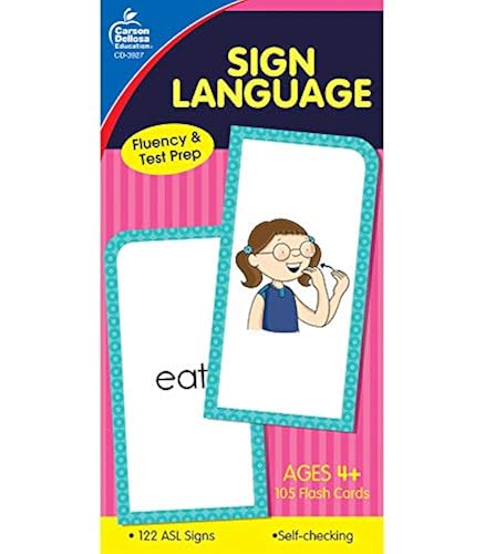 Carson Dellosa American Sign Language Flash Cards for Toddlers, 122 ASL ...