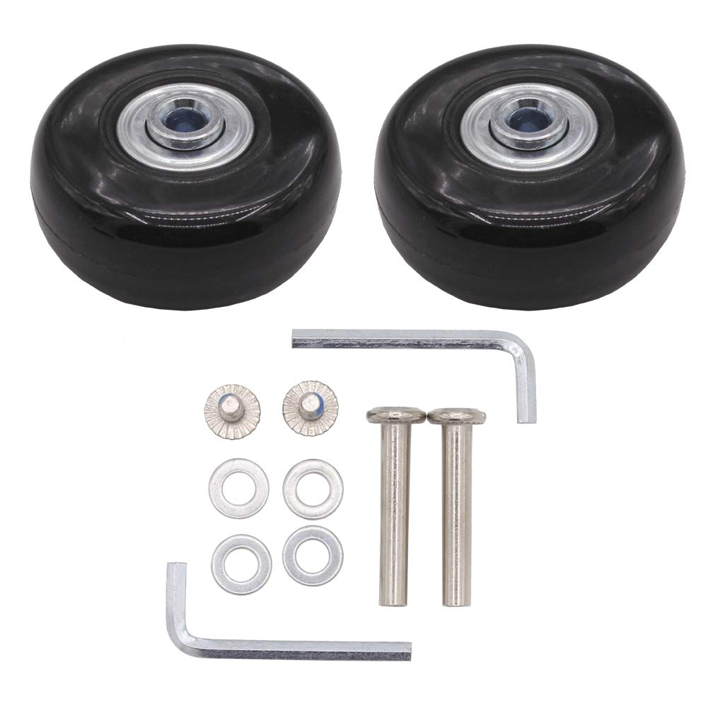 Leen4You Luggage Suitcase Replacement Wheels with Screws Axles Repair Tool for Luggage Suitcase Trolley,Skate Replacement Wheels Black(Pack of 2) (50mm x 18mm x 6mm)