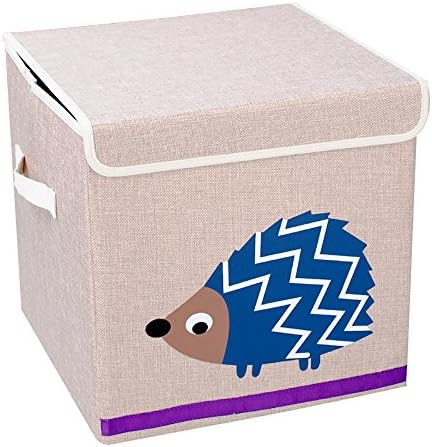 Large Foldable Cube Storage Bin Box Toy Organizer for Kids-Toy Basket with Cover for Kids Toys, Baby Clothing, Children Books, Gift Baskets, Hedgehog