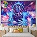 Starry Fantasy Lion Tapestry Moon Lion Wall Tapestry Psychedelic Constellation Wall Hanging Indian Hippie Colorful Leo Universe Galaxy Tapestry