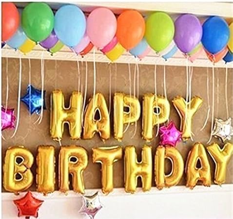 Amazon Annodeel 16 Happy Birthday文字バルーン かわいいゴールドホイルバルーン パーティー装飾箔膜バルーン 風船 バルーン おもちゃ