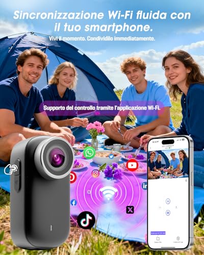 NNYYMH 4K Action Cam, Mini Body Cam with 64GB SD Card, Waterproof up to 30m, 180 Minutes Battery, 150° Wide Angle and 1.47 Inch Display, Vlog Camera