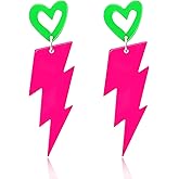 Mintolex 80s Earrings for Women Acrylic Lightning Bolt Drop Earrings Retro 80s 90s Glow Party Accessories Neon Jewelry for Halloween Costume Outfit
