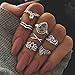 OrliverHL Bohemian Vintage Silver Punk Crystal Joint Knuckle Nail Midi Lotus Gem Rings Sets 7PCS