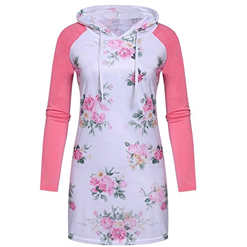 AiSiC Women Hooded Long Sleeve Pullover Floral Patchwork Hoodies