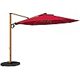 Grand patio 10FT Patio Umbrella, Aluminum Cantilever Umbrella with Round Canopy, Outdoor Offset Umbrella for Patio, Garden, Deck, Red
