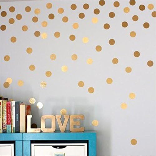 Vancy 1.6"72 PCS/SET Gold Polka Dot Wall Stickers Round Circle Removable DIY Wall Decals for Kids' Room Nursery Home Decoratio,Gold