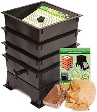 Black Plastic 3-Tray Worm Composting Bin Composter w/ Compost Tea Spigot