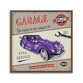 Framed Canvas Wall Art for Living Room, Bedroom Vintage Garage Canvas Prints for Home Decoration Ready to Hanging - 16x16 inches