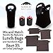 Nordic By Nature Big Insulated Extra Large Neoprene Lunch Box Tote Bag Set: Tote + Bottle Sleeve +2 Can Insulators | 13,5” | Reusable | Washable | Great for Lunchbox & Snacks | Black Metal Design