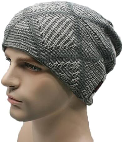 Fengtre Men's Knit Winter Stretch Bonnet With Thicker Fur Fleece Keep Warm Soft Skully Beanies Hat Cap