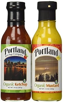 Organic Natural Ketchup and Mustard Set: Portland (Ketchup 14oz/Mustard 13oz) Gluten-Free Organic ingredients Vegan No-GMOs by Portland Ketchup Company