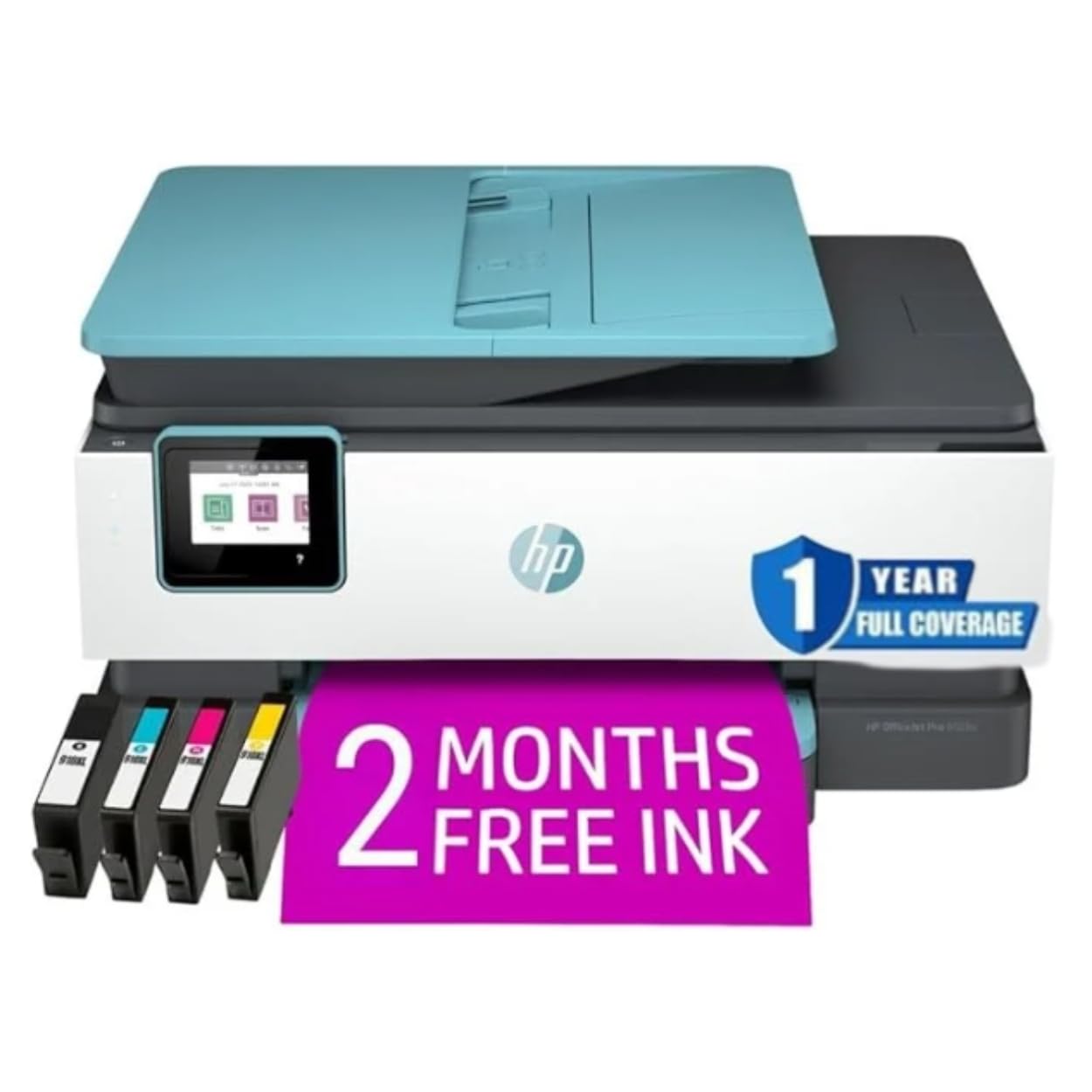 Photo 1 of HP OfficeJet Pro 8028e All in One Wireless Printer Scanner Copier Fax Inkjet Print 2.7 Inch Touchscreen 2 Months of Instant Ink 20 ppm Black 10 ppm Color Home Office Use (Renewed)