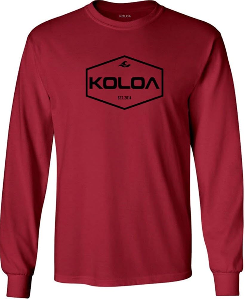 Joe's USA Koloa Surf Long Sleeve Hexagon Logo Heavy Cotton T-Shirts. Regular, Big & Tall
