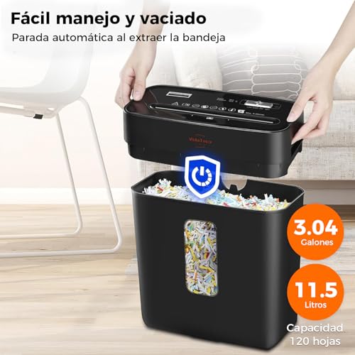 6 Sheet Cross Cut Paper Shredder Paper Card Staple Clips Home Office High Security Jam Proof Yystem P-4 15L Trash Can