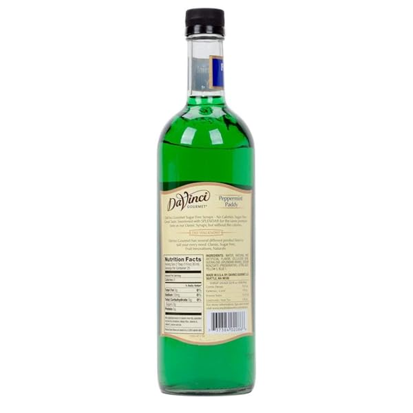 DAVINCI GOURMET SUGAR FREE PEPPERMINT PADDY SYRUP, 750 ML PLASTIC BOTTLE