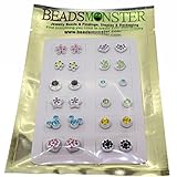 Cute Magnetic Stud Fashion Earrings for Teen Girls Kids, Mix Crystal Color and Design, Pack of 12 Pairs