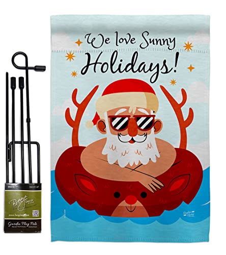 Angeleno Heritage Sunny Holidays Flag Garden Stake Banner Pole Stand Set Outdoo…