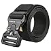 KingMoore Men's Tactical Belt Heavy Duty Webbing Belt Adjustable Military Style Nylon Belts with Metal Buckle (Black1, X-Large)